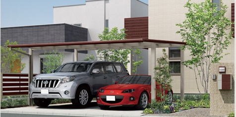 岡崎市・幸田町で外構・エクステリア・庭の設計施工を手掛けるサンホームズが提案する木目調のカーポート
